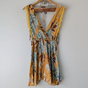 Free People Yellow Floral Mini Dress